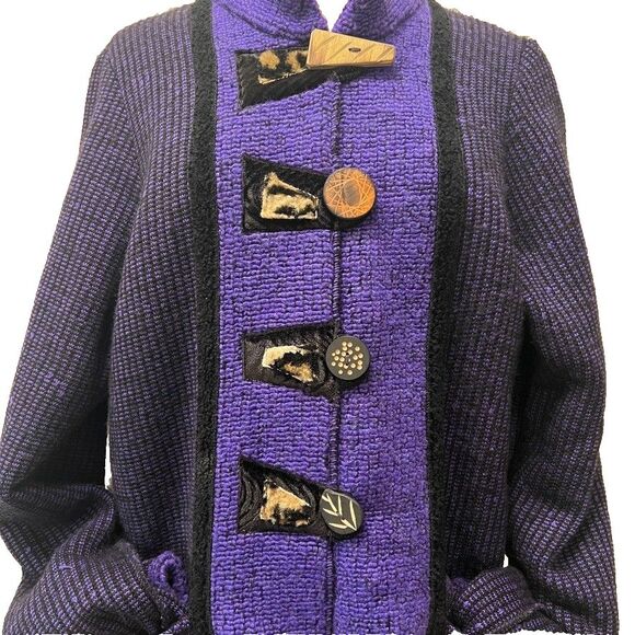 Lee Andersen Womens Large Cardigan Lagenlook Art to Wear Grannycore Boho USA - Picture 3 of 13